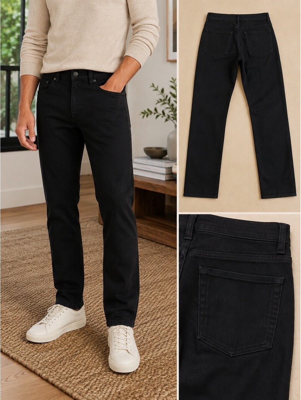 J Crew 770 Men’s Jeans 32x30 Black Straight Fit 100% Cotton Classic Denim